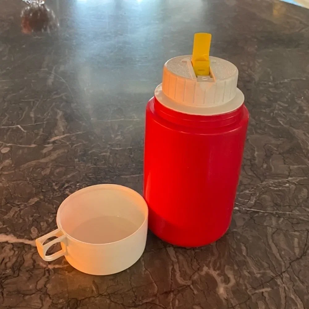 Vintage Thermos Red With Removable Cup